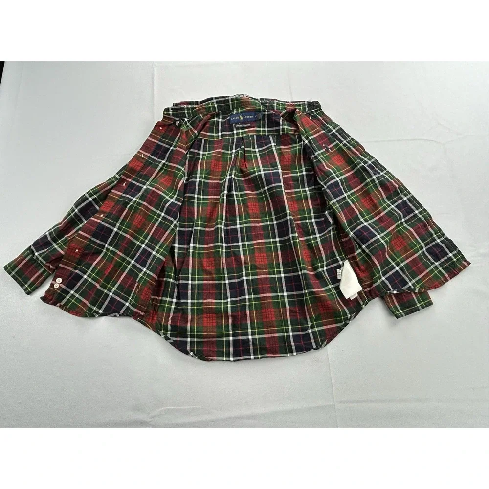Ralph Lauren Boys Size 5 Plaid Button Down Shirts Lot of 2 Natural Stretch